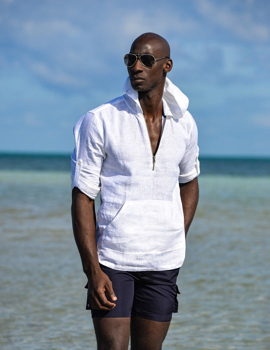 Men's Long Beach Solid Linen Hoodies