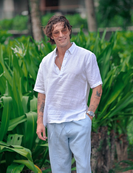 Men's Malta Short Sleeve Pull on Linen Shirts