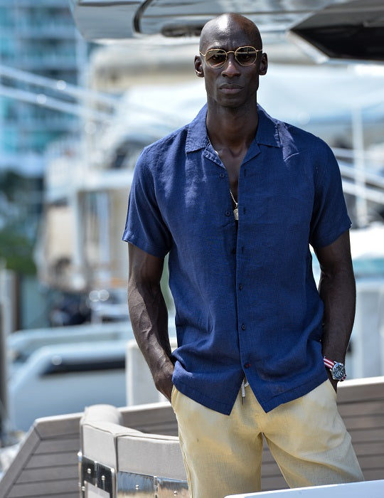 Mustique Short Sleeve Camp Collar Linen Shirts