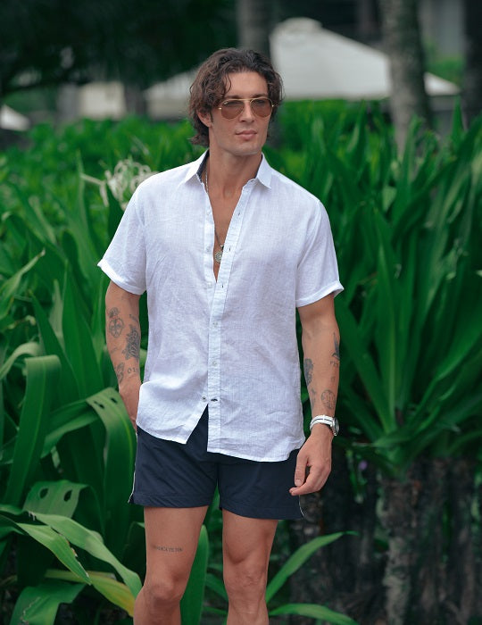 Men's Positano Solid Short Sleeve Linen Shirts