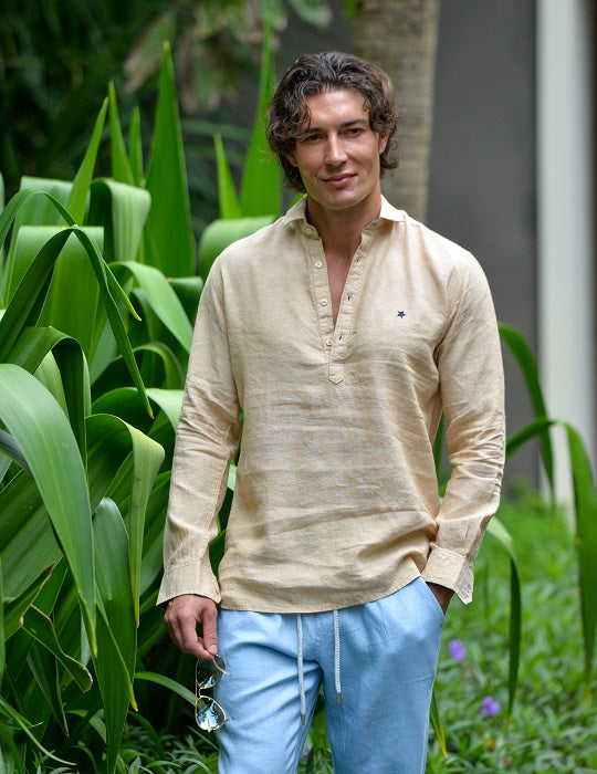 Sardinia Long Sleeve Pull on Linen Shirts