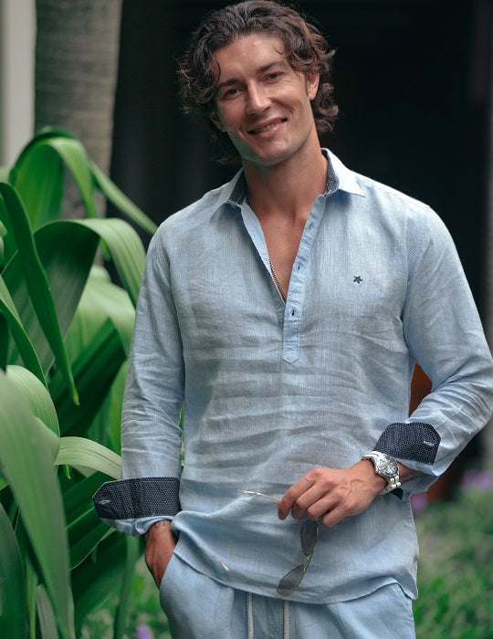 Sardinia Long Sleeve Pull on Linen Shirts