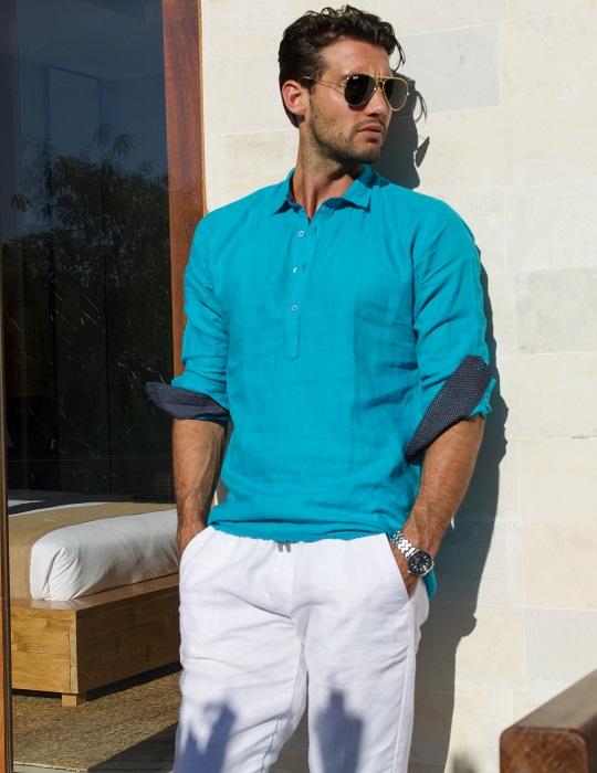 Sardinia Long Sleeve Pull on Linen Shirts