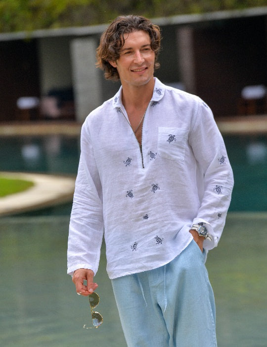 Sorrento All Over Embroidered Linen Shirts