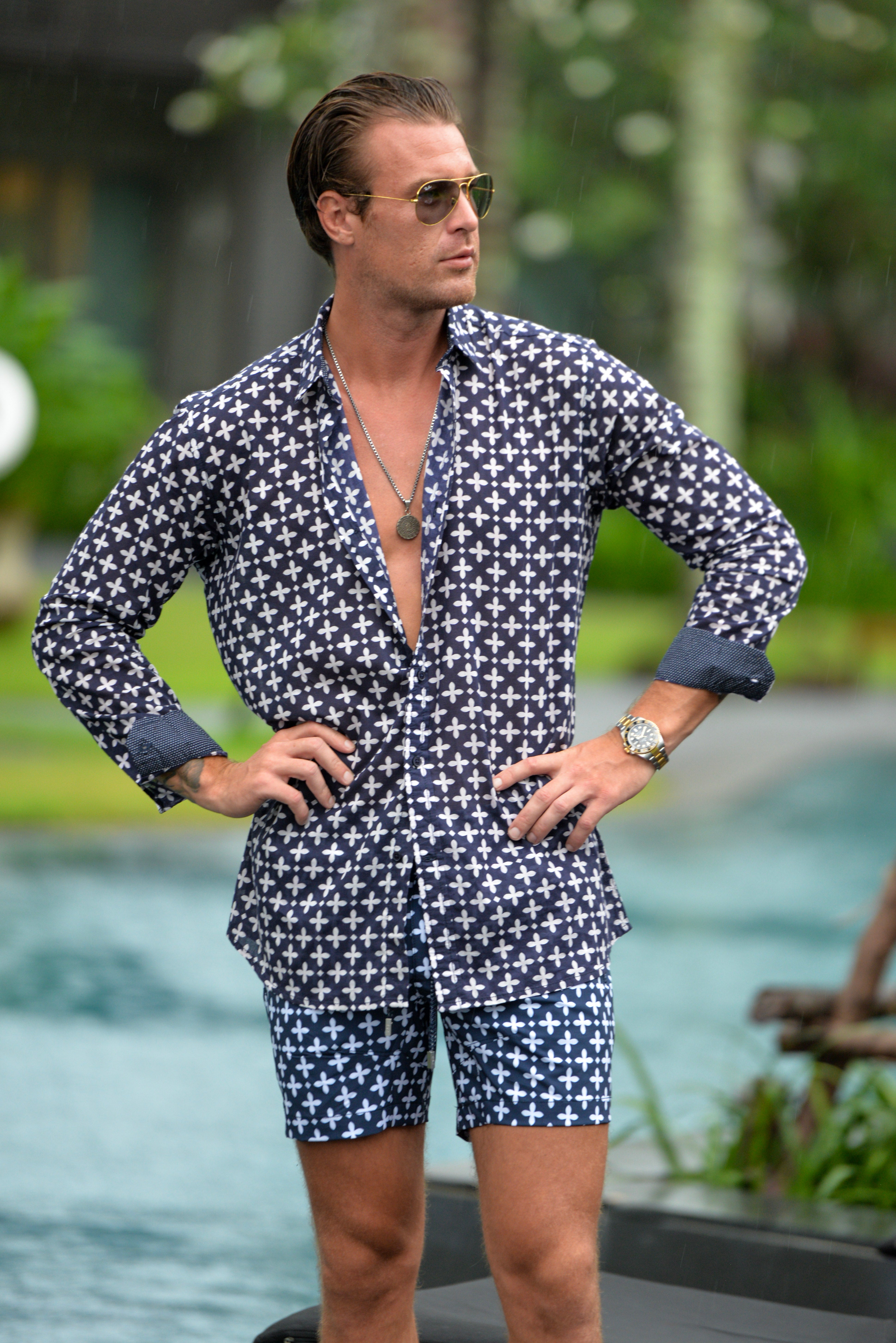 Men's St Barth Patterned Linen Long Sleeve Shirts