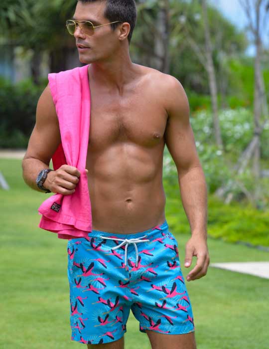 Men's Bora Bora Tailored Swim Shorts - Flamingo
