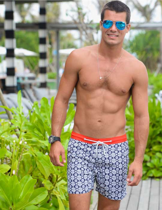 Bora Bora Tailored Swim Shorts - Floral Daisy