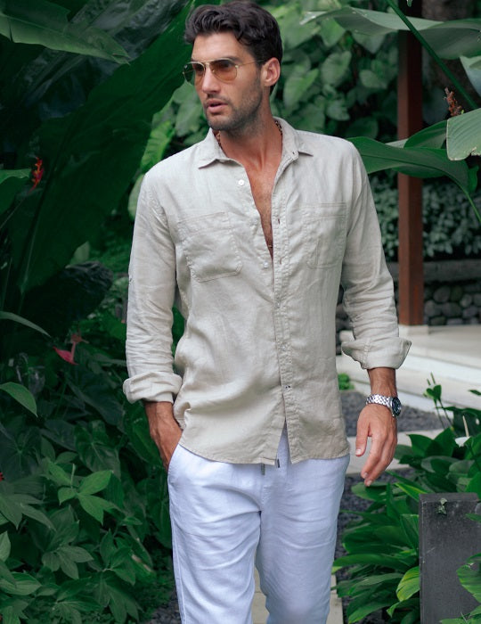 Corsica Utility Long Sleeve Linen Shirts