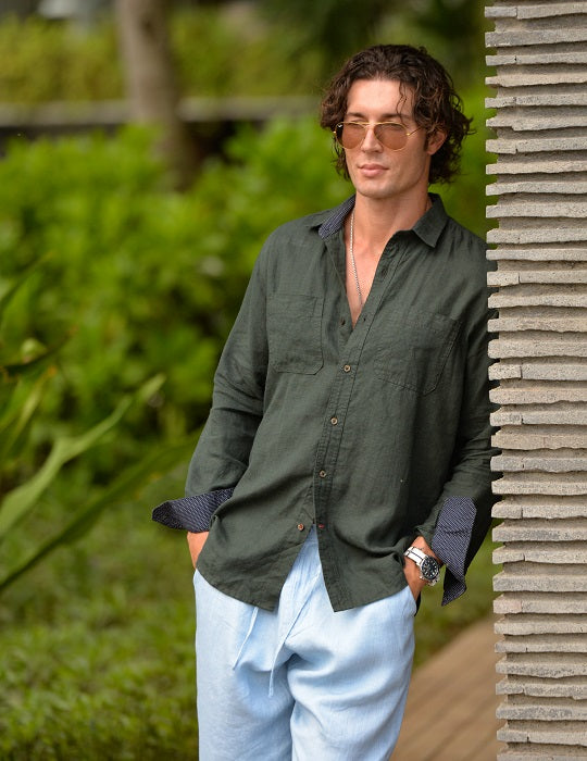 Corsica Utility Long Sleeve Linen Shirts