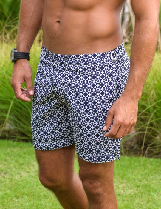 Hamptons Tailored Swim Shorts - Geo Flower