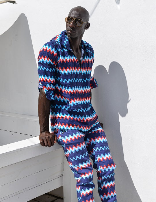 Long Beach Patterned Linen Hoodies