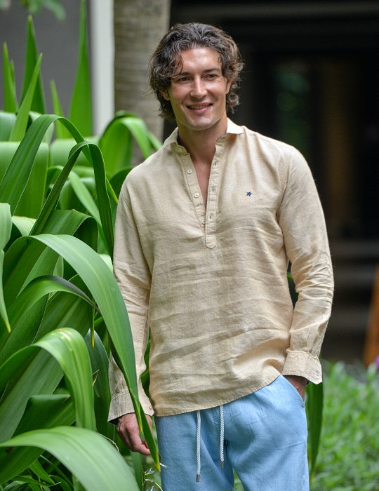 Sardinia Long Sleeve Pull on Linen Shirts