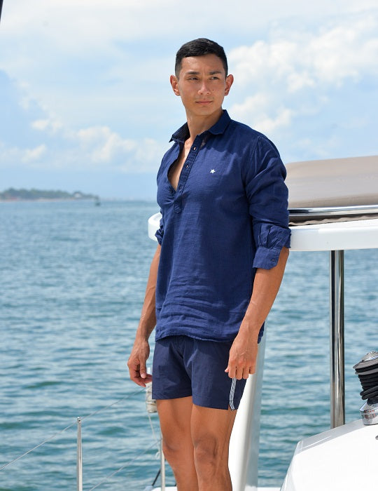 Sardinia Long Sleeve Pull on Linen Shirts