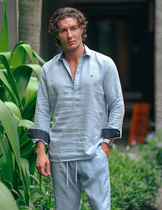 Sardinia Long Sleeve Pull on Linen Shirts