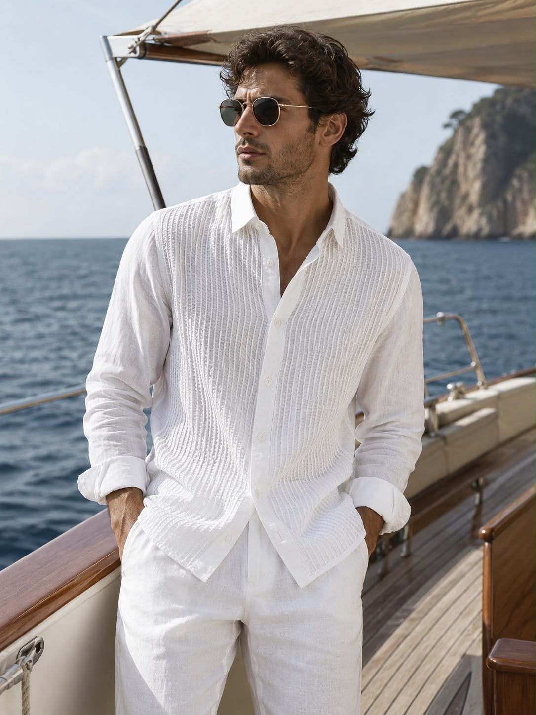 Men's Riva Corded Cotton Voile Shirt
