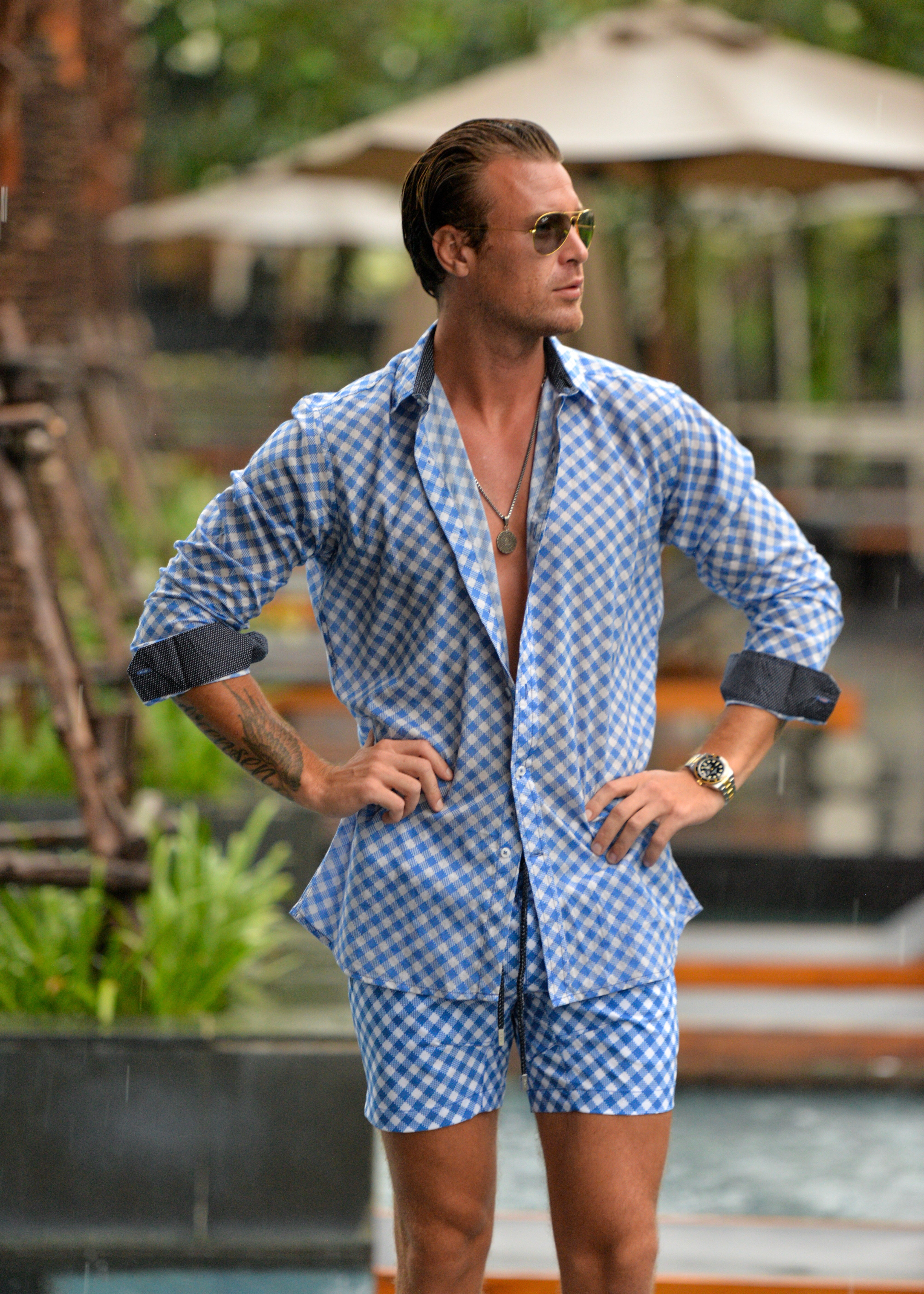 Men's St Barth Patterned Linen Long Sleeve Shirts