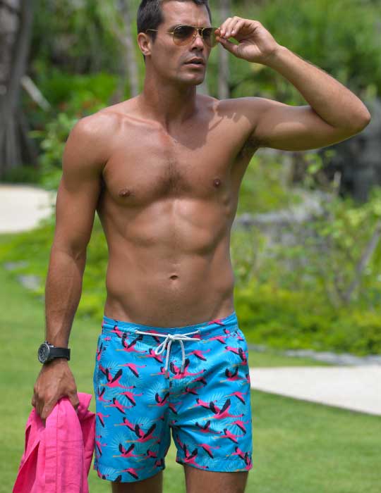 Men's Bora Bora Tailored Swim Shorts - Flamingo