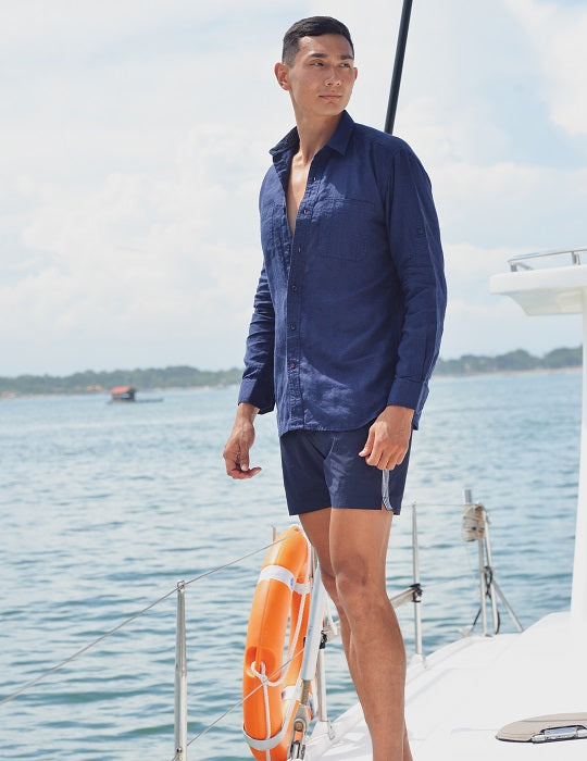 Corsica Utility Long Sleeve Linen Shirts
