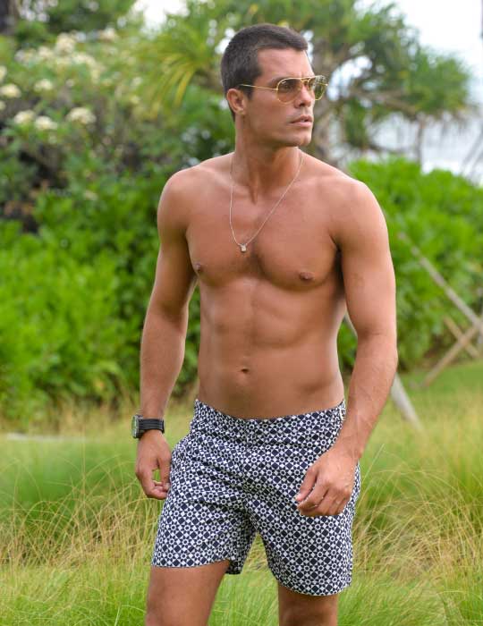 Hamptons Tailored Swim Shorts - Geo Flower