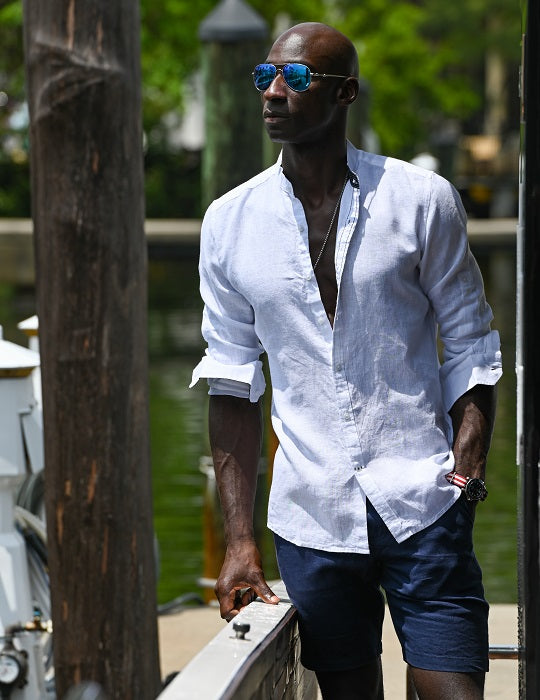 dress shirt with mandarin collar Long Sleeve Mandarin Chinese Collar Linen Shirts