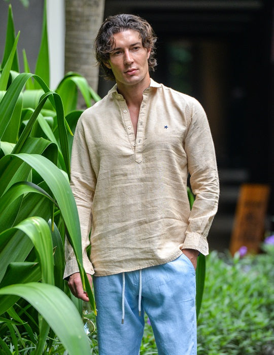 Sardinia Long Sleeve Pull on Linen Shirts