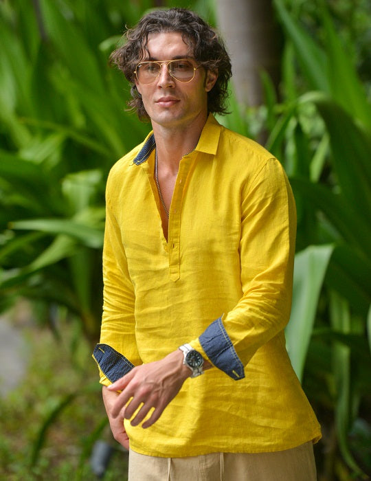 Sardinia Long Sleeve Pull on Linen Shirts