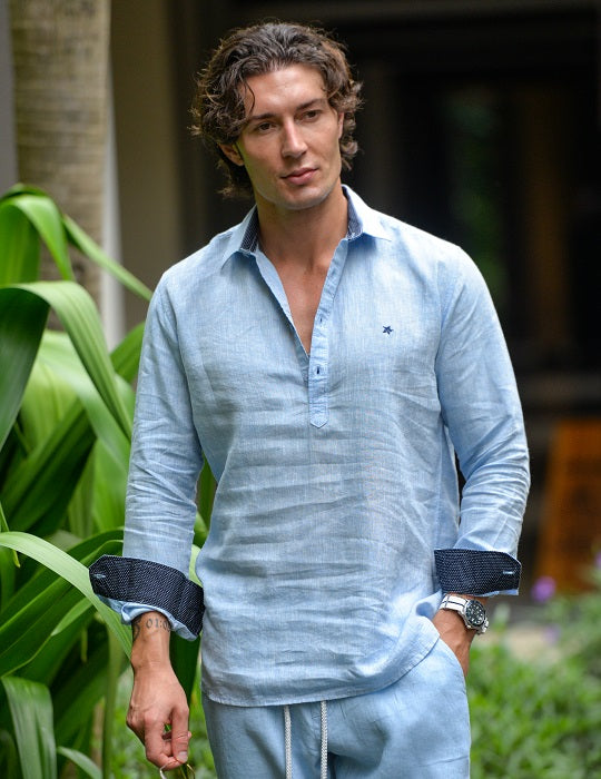 Sardinia Long Sleeve Pull on Linen Shirts