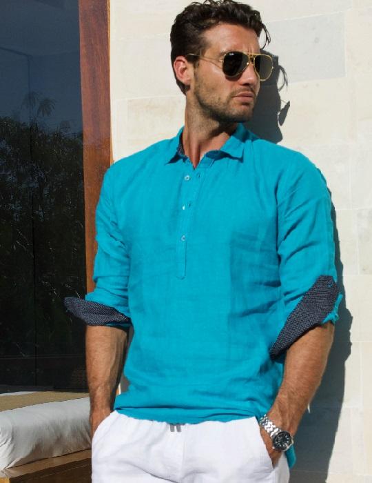 Sardinia Long Sleeve Pull on Linen Shirts