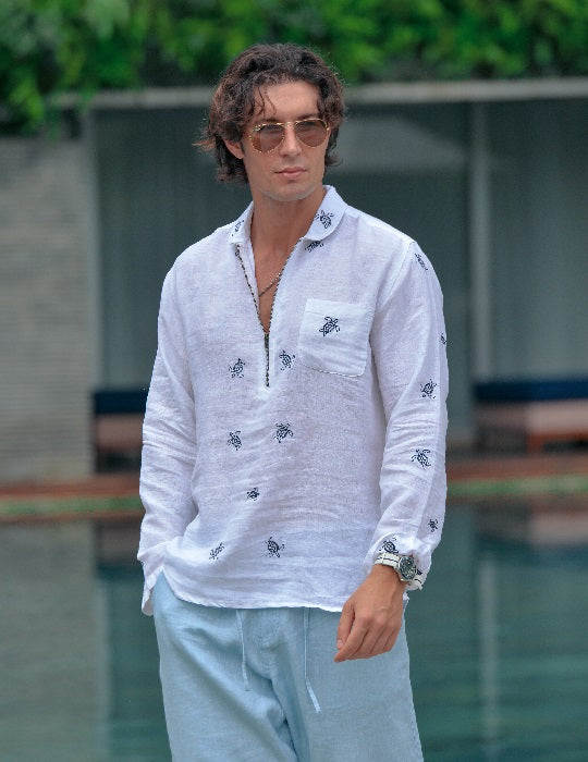 Sorrento All Over Embroidered Linen Shirts