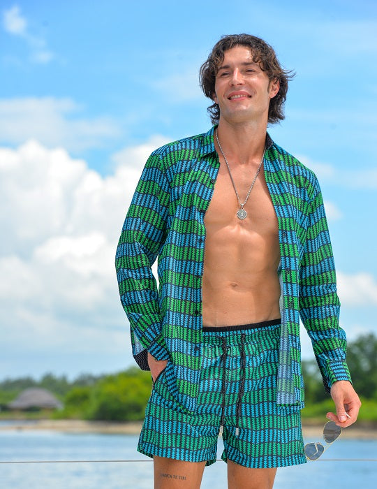 Men's St-Jean Lightweight Patterned Cotton Voile Shirt