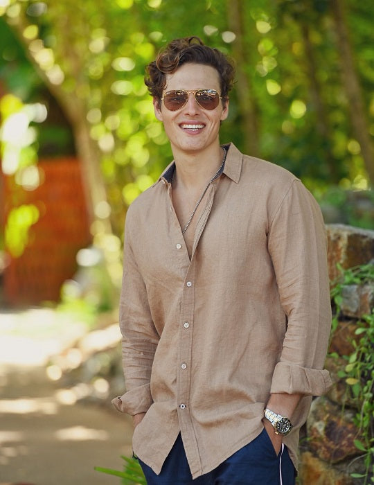 St Barth Solid Linen Long Sleeve Shirts