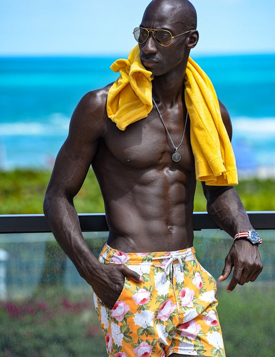 Bora Bora Tailored Swim Shorts - Peony