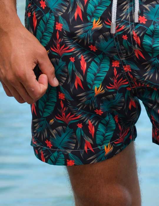 Bora Bora Tailored Swim Shorts - Tropical Foliage