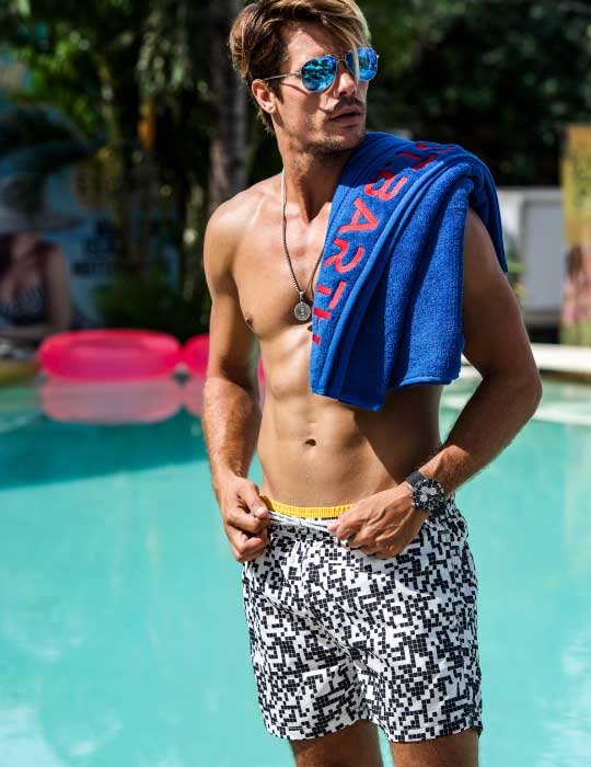 Men's Cannes Sports Swim Shorts - Morse Code