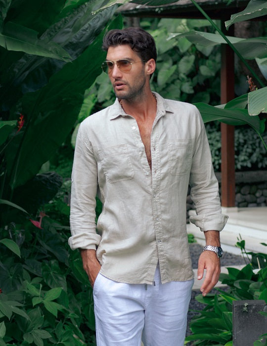 Corsica Utility Long Sleeve Linen Shirts