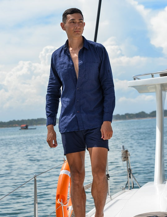 Corsica Utility Long Sleeve Linen Shirts