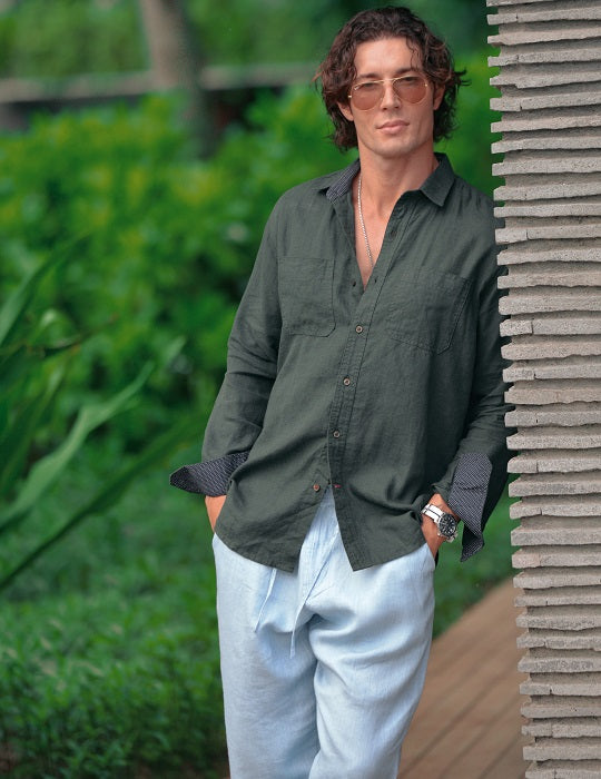 Corsica Utility Long Sleeve Linen Shirts