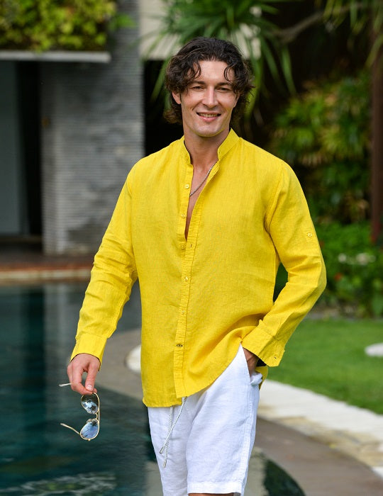 Indie Long Sleeve Mandarin Collar Linen Shirts