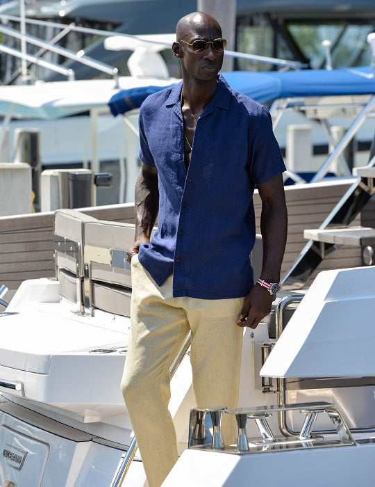Mustique Short Sleeve Camp Collar Linen Shirts