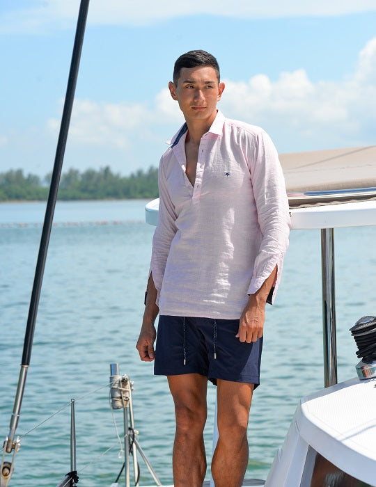 Sardinia Long Sleeve Pull on Linen Shirts