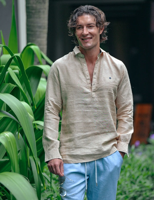 Sardinia Long Sleeve Pull on Linen Shirts