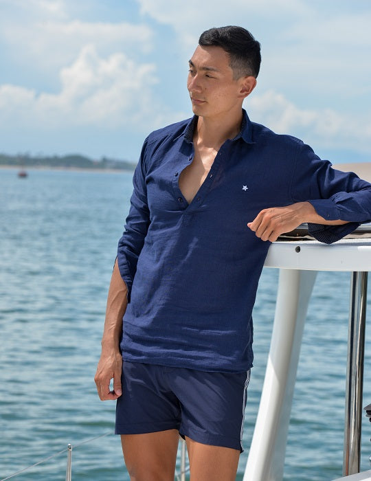 Sardinia Long Sleeve Pull on Linen Shirts