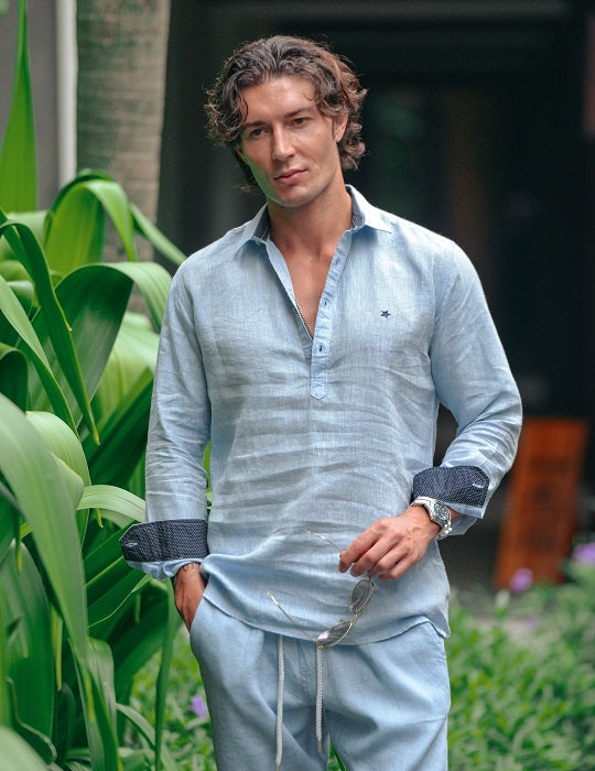 Sardinia Long Sleeve Pull on Linen Shirts