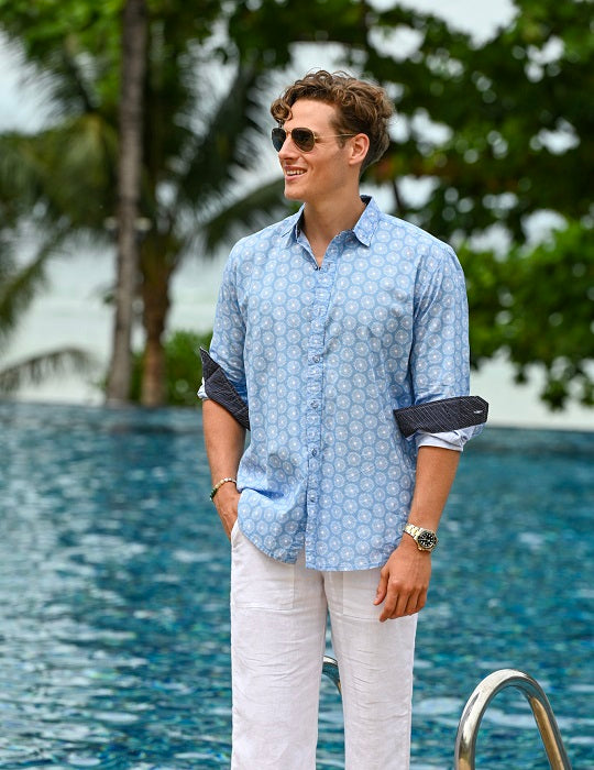Men's St-Jean Lightweight Cotton Voile Shirt – Riviera Bloom