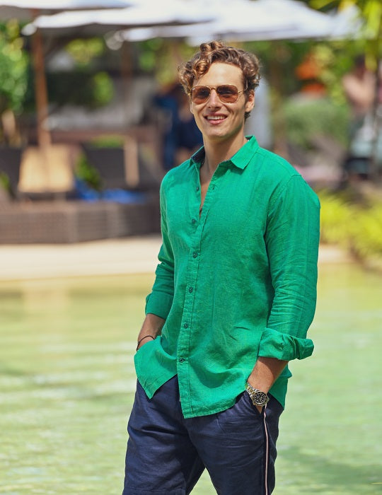 St Barth Solid Linen Long Sleeve Shirts