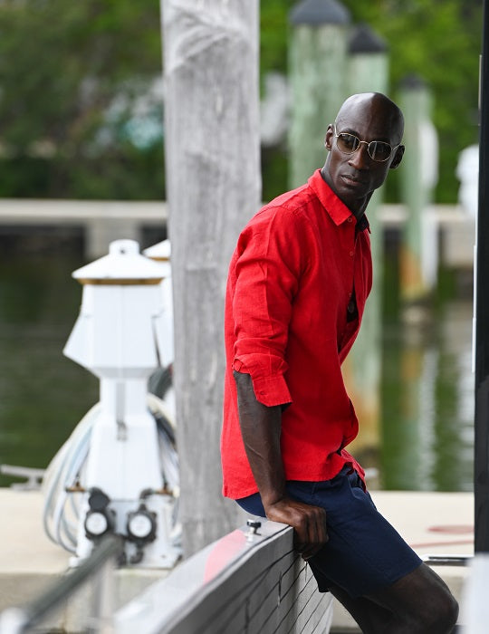 St Barth Solid Linen Long Sleeve Shirts