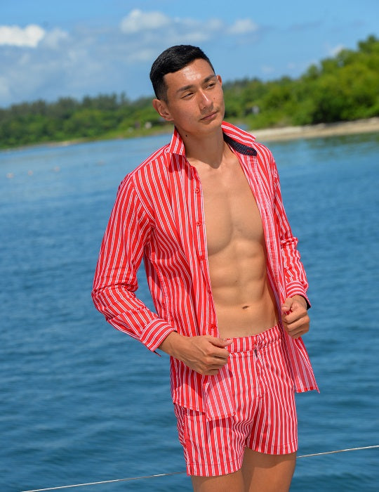 Hamptons Tailored Swim Shorts - Vertical Stripes