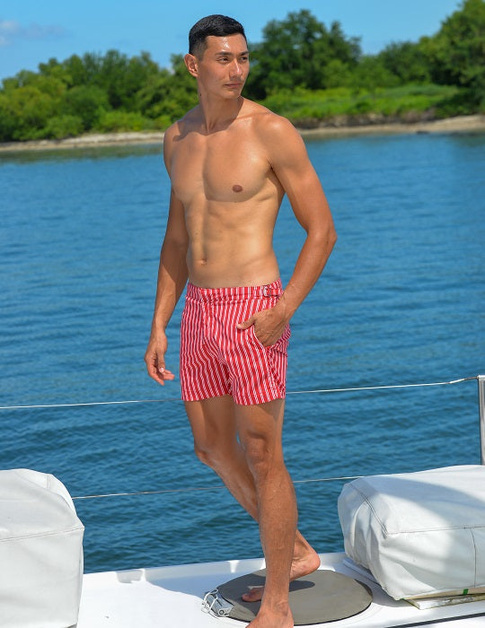 Hamptons Tailored Swim Shorts - Vertical Stripes