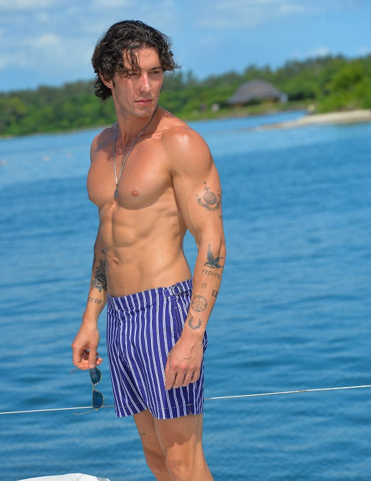 Hamptons Tailored Swim Shorts - Vertical Stripes