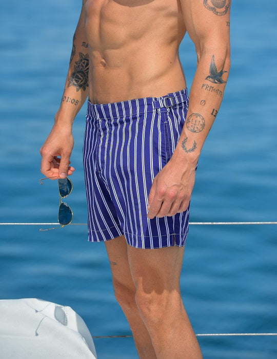 Hamptons Tailored Swim Shorts - Vertical Stripes